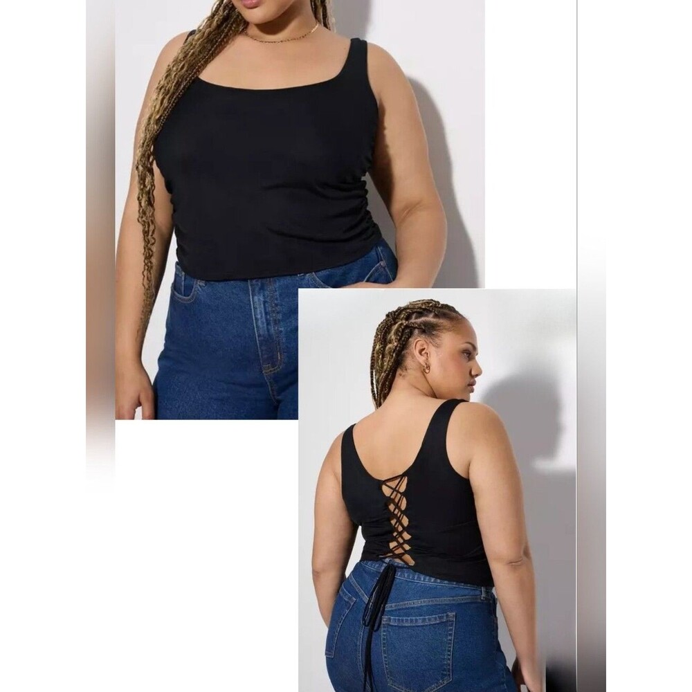 NWT Torrid Lovesick 1 Black Lace-Up Back Top 1610-